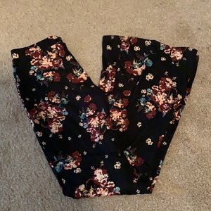 Black & Floral Flare Pants